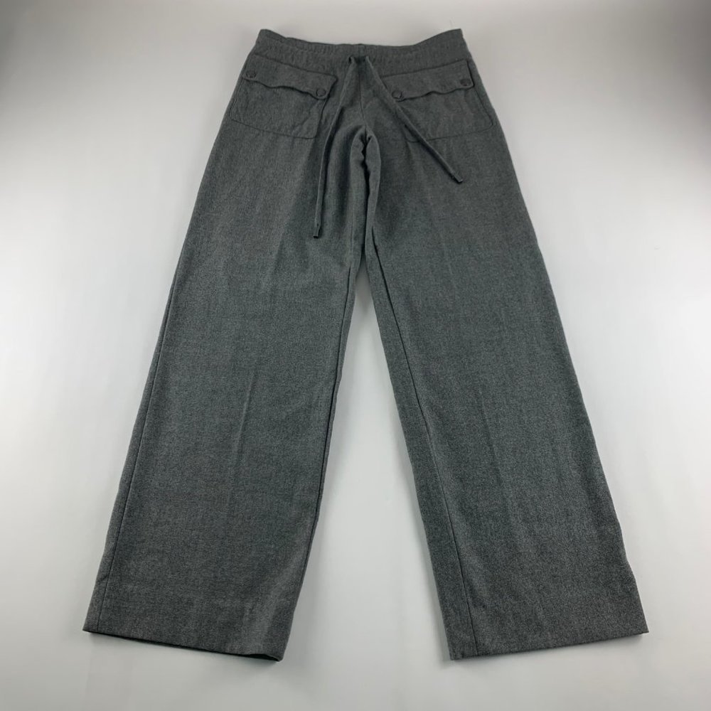 Burberry Charcoal Wool Blend Wide Leg Cargo Trouser Pant US 2